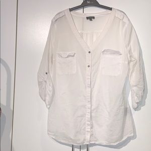 Le Chateau white button-down utility blouse